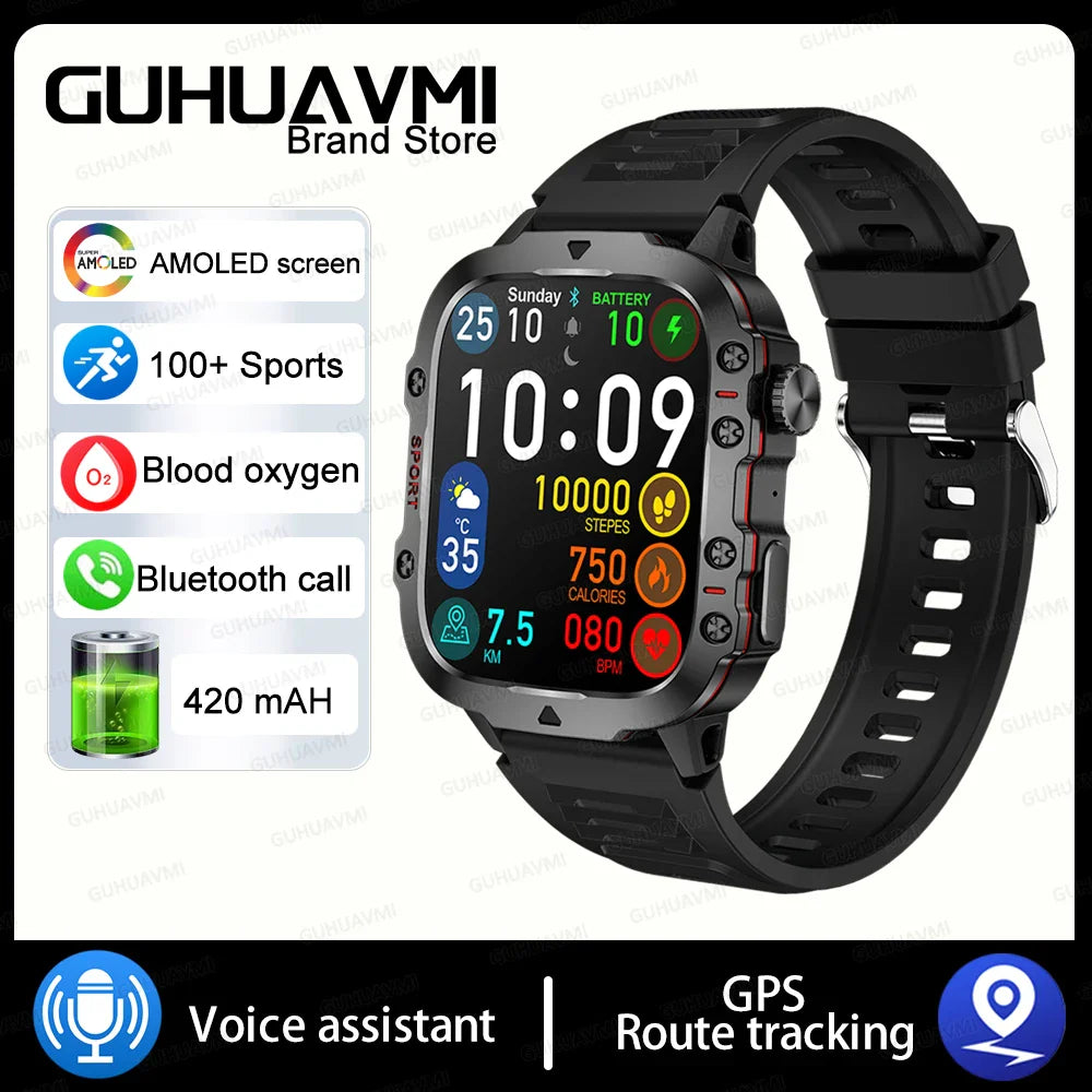 Smart Watch for Xiaomi Military GPS Tracker Men IP68 5ATM Outdoor Sports Fitness Tracker Health Monitor 1.96" BT Call Smartwatch LIGE SmartWatch Official Store