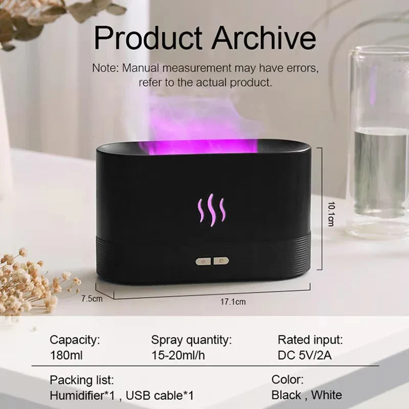 Vissko Aroma Flame Diffuser 180ML Air Humidifier Ultrasonic Aromatherapy Cool Mist Maker Essential Oil Lamp Difusers For Home Stone's Store