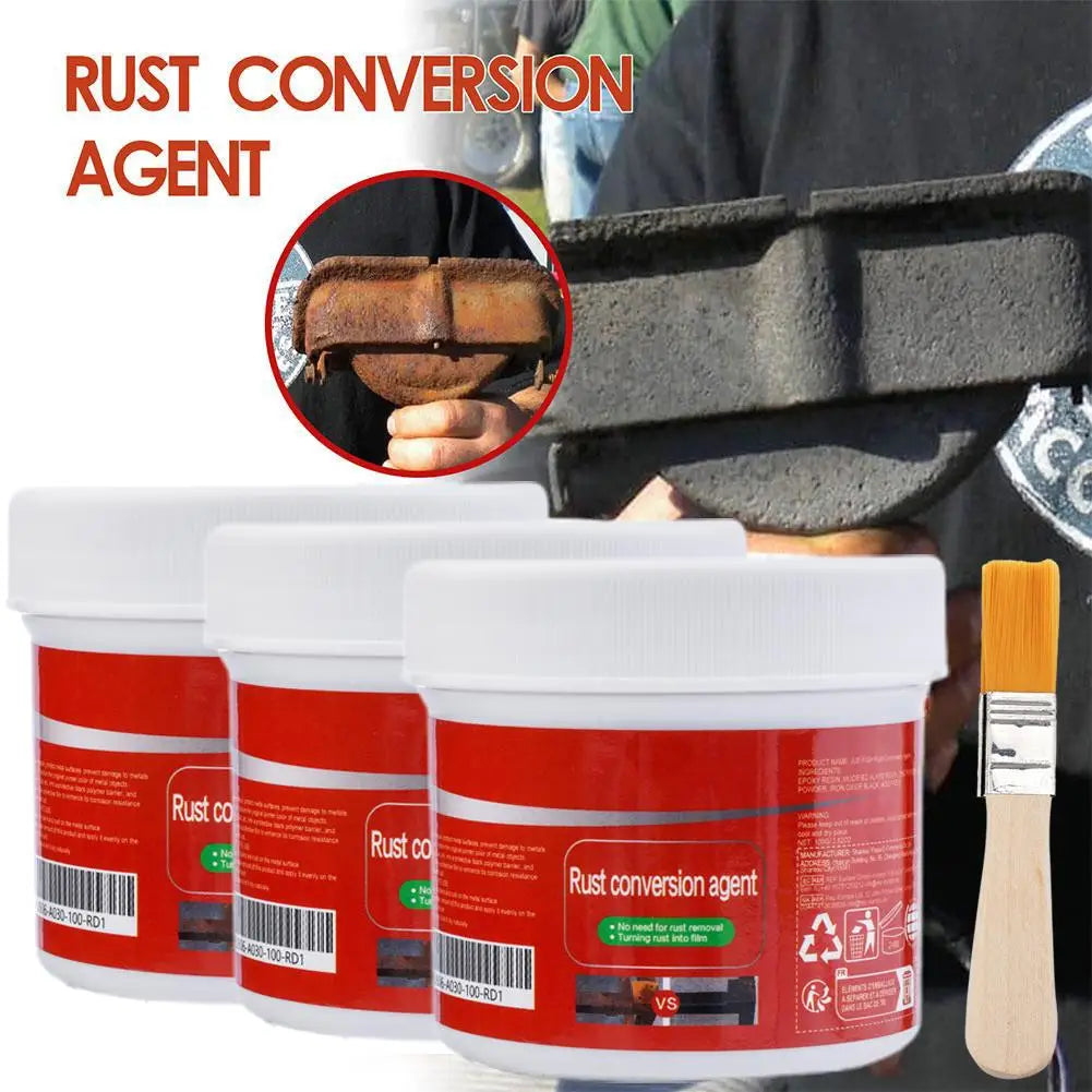 1/2/3PCS Rust Converter for Metal,Water-Based Rust Remover Anti-Rust Paint, Rust Removal Converter Metallic Paint with Brush
