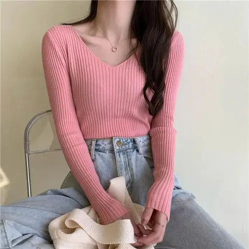 Women's Casual Knitted Sweater | Long Sleeve Pullover for Fall & Winter