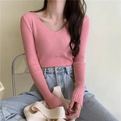 Women's Casual Knitted Sweater | Long Sleeve Pullover for Fall & Winter