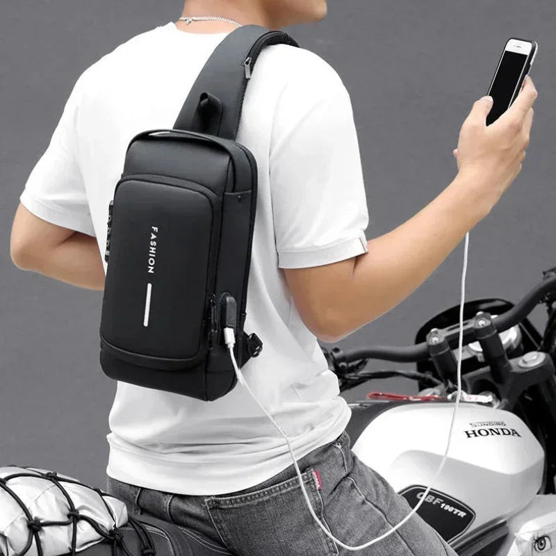 Bolso de pecho antirrobo para hombre, bolsos de hombro con carga USB, bandolera, mochila escolar para viajes cortos, bandoleras tipo bandolera Oxford para hombre