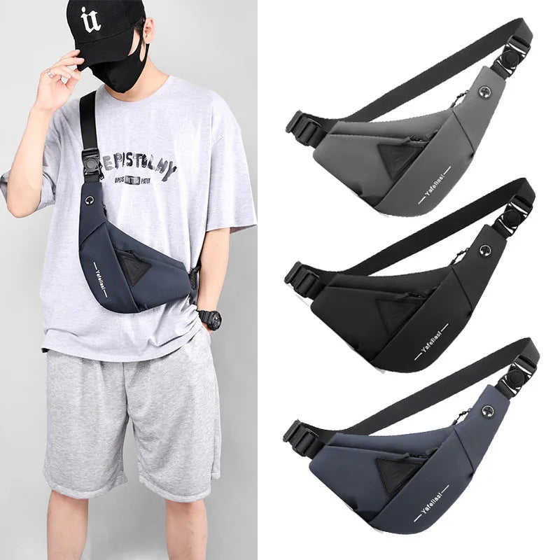 Men's Shoulder Bag Waterproof USB Oxford Crossbody Bag Sling Multifunction Short Travel Messenger Chest Pack for Male Handbags