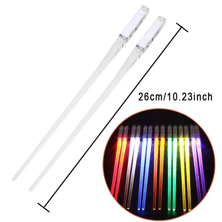 1 Pair LED Lightsaber Chopsticks Luminous Reusable Kitchen Light Up