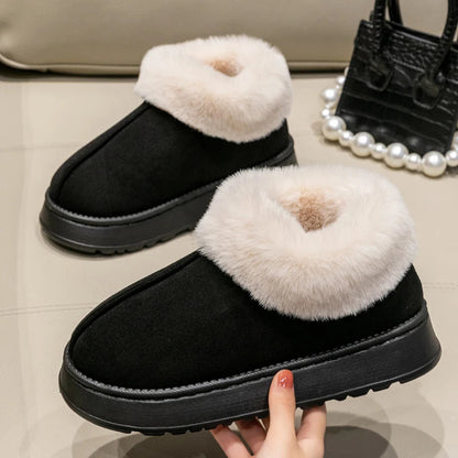 2024 High Quality of  Women's Fashion Snow Boots Fluffy Plush Faux Fur Soft Slippers Winter Indoor Comfortable Home men's Shoes Stone's Store