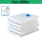 5 Pack Vacuum Storage Bags, Space Saver Bags Compression for Comforters and Blankets, Sealer Clothes Travel Packing Organizer