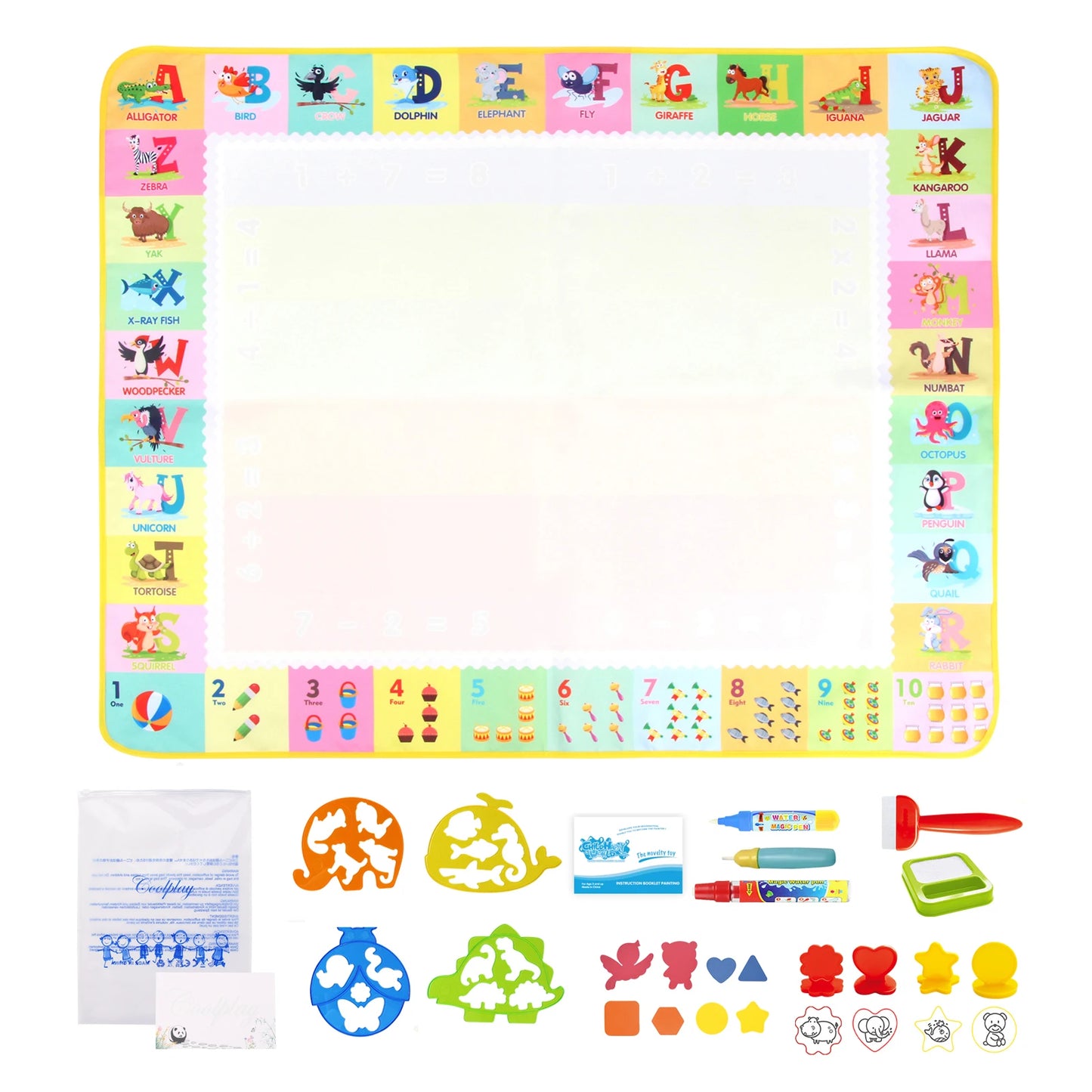 100x80CM Magic Water Drawing Mat Coloring Doodle With Reusable Magic Pens Montessori Painting Board Educational Toys Kids Gifts