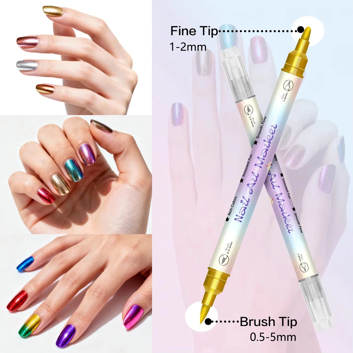 NailGlow Art Pens For 3D Nail Designs At Home Salon Quality
