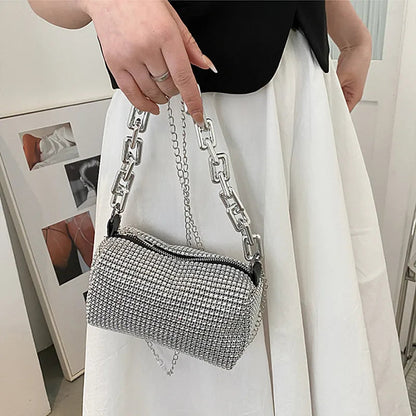 Allover Rhinestone Bucket Bag, Glitter Chain Prom Purse, Women's Mini Crossbody Bag (6.3*3.54) Inch Stone's Store
