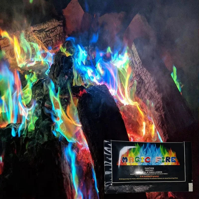 10 paquetes de fuego que cambian de color, polvo no tóxico para fogatas, hogueras y chimeneas, colores de llama seguros y vibrantes