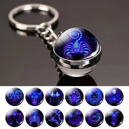 12 Constellation Keychain with Luminous Time Stone Pendant - Creative Fashion Accessory Gift Shop1103314747 Store