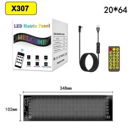 Dynamic Devil's Eye Truck Windshield Scrolling Advertising LED Car Sign RGB DIY App Control LED Panel Flexible Display Light