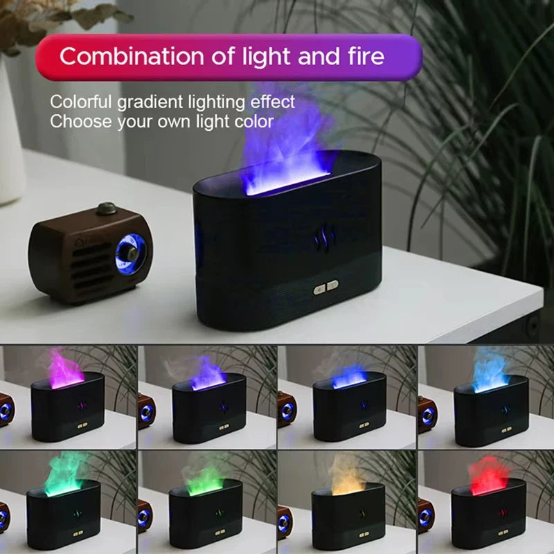 Vissko Aroma Flame Diffuser 180ML Air Humidifier Ultrasonic Aromatherapy Cool Mist Maker Essential Oil Lamp Difusers For Home Stone's Store