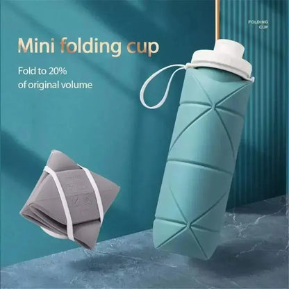 1Pc 600ml Foldable Space-saving Portable Reusable Silicone Sport Water