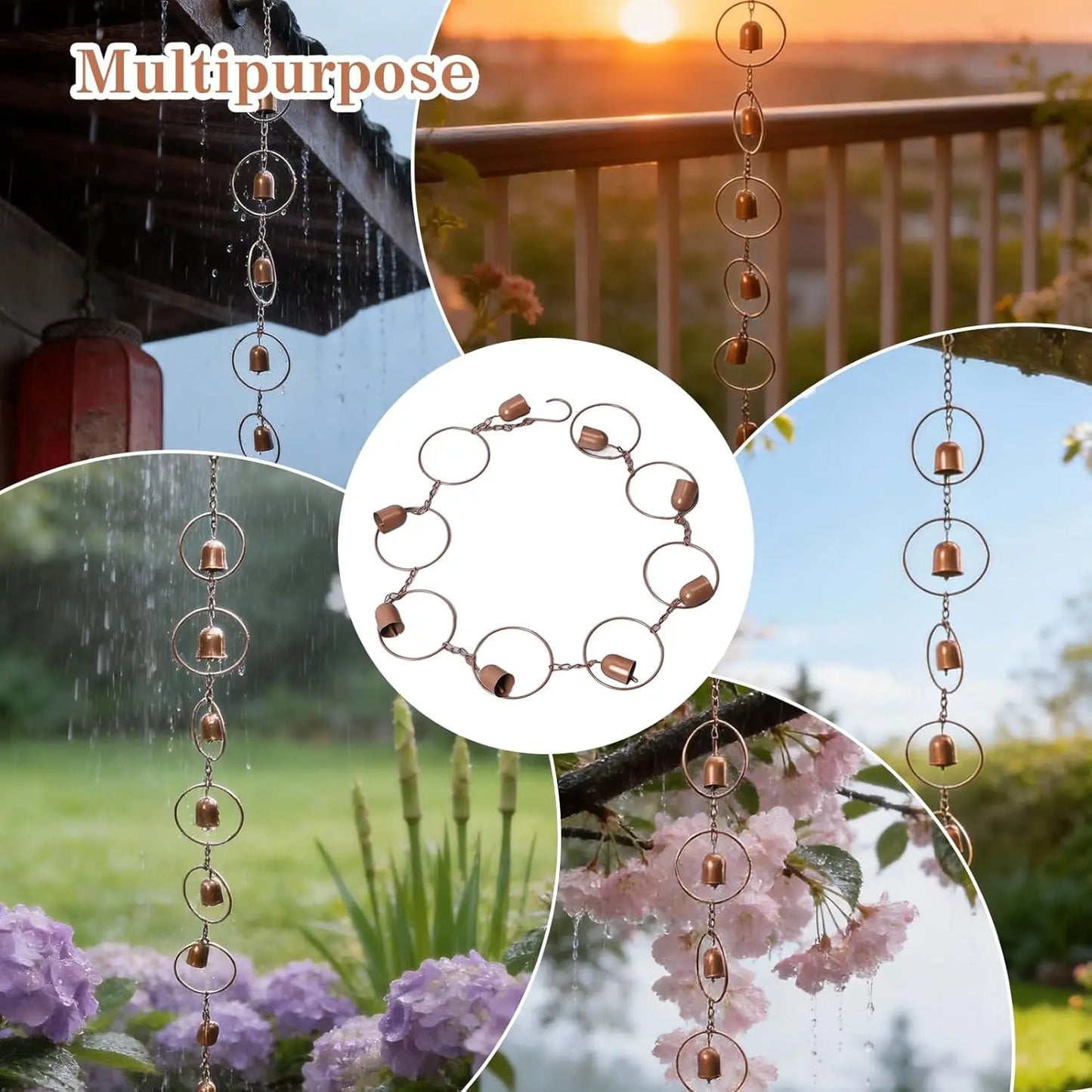 LotusFlow Rain Chain Chinese Temple Inspired Serenity