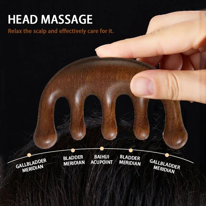 Massage Comb Head Massager Sandalwood Five Tooth Comb Whale Comb Scalp AliExpress