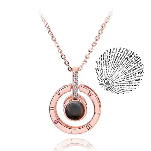 Collar de Proyección 100 Idiomas Te Amo Colgante Collares Para