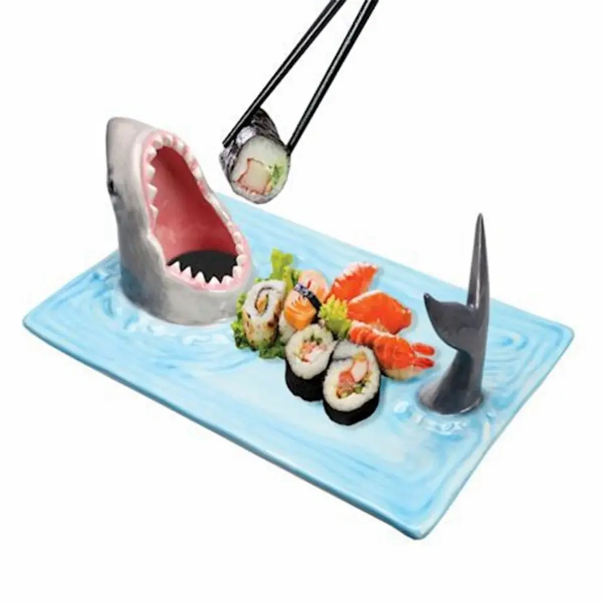 Ceramic Sushi Plate, Sharks Shape Rectangle Cheese Board Dining Table