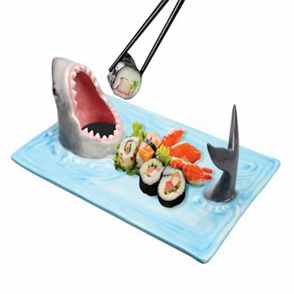 Ceramic Sushi Plate, Sharks Shape Rectangle Cheese Board Dining Table