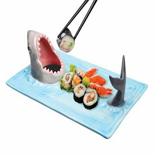 Ceramic Sushi Plate, Sharks Shape Rectangle Cheese Board Dining Table