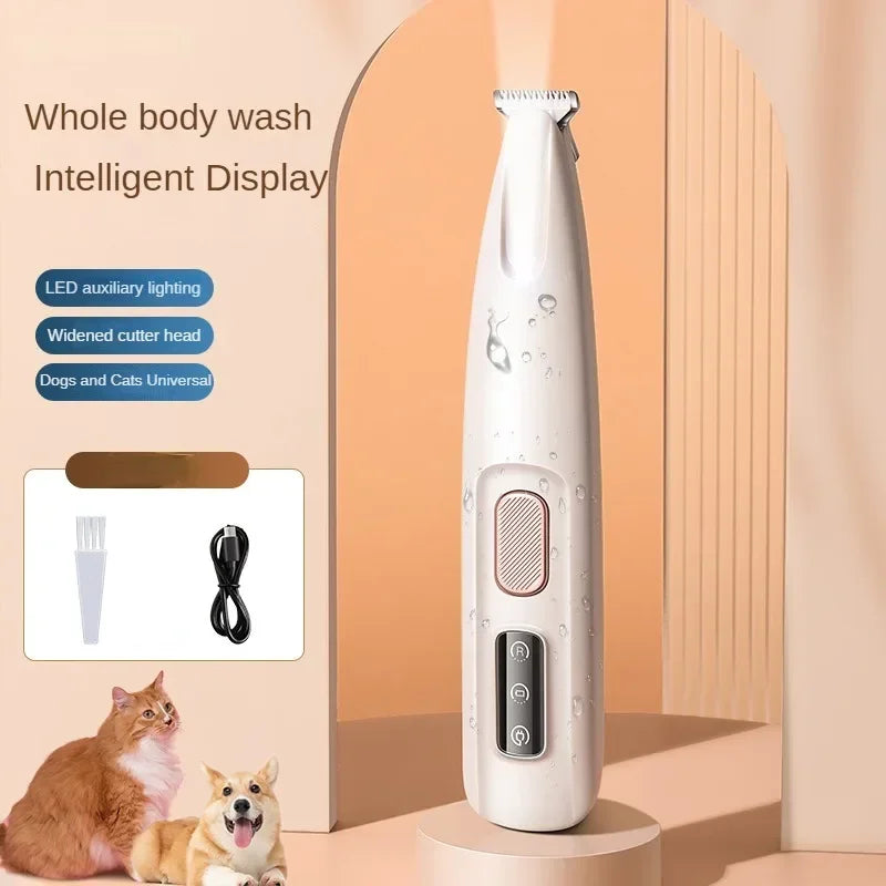 New Dog Paw Trimmer with LED Light Fully Waterproof Pet Hair Trimmer with LED Display Dog Clippers for Grooming 18mm Widen Blade BigBigEyes Store