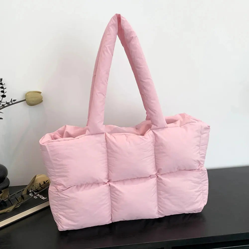 Women Puffer Shoulder Bag Solid Color Quilted Fashion Shopping Bag Large Capacity Soft Cloud Tote Bag Trendy Commuting Bags Online Department Store