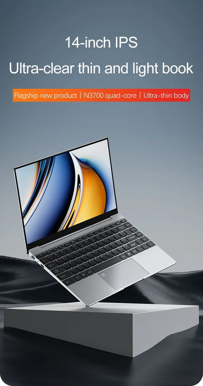 14.1"Ultra Slim Laptop 16GB RAM 2TB SSD Intel N3700 Notebook Gamer 1920*1080 Display Office Study Computer PC Windows 11 Pro