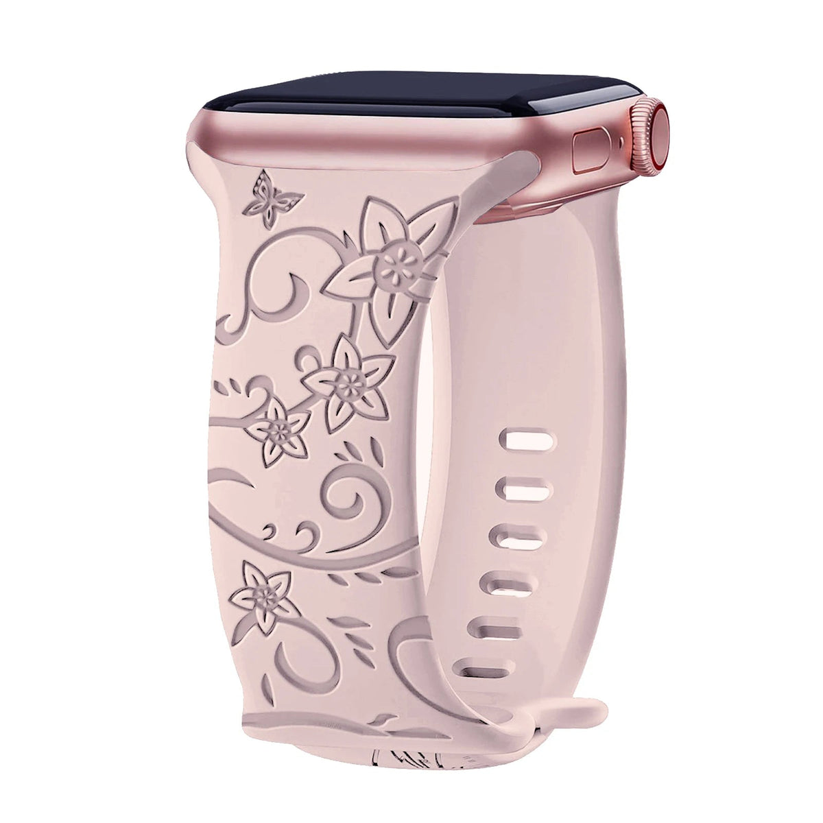 Levo Floral Engraved Silicone Band Personalized Strap Store