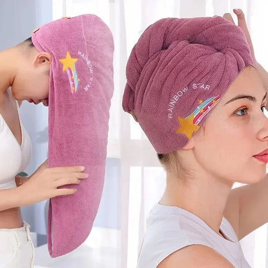 1pc Quickly Dry Hair Hat Super Absorbent Soft Bathroom Women Head Towels Girls Cute Hair Towel Hair Dry Wrap Bonnets Stone's Store