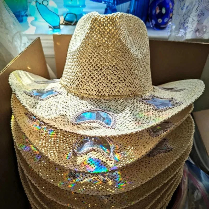 Prism Cowgirl Hat – Rainbow Glow & Sun Protection in One!