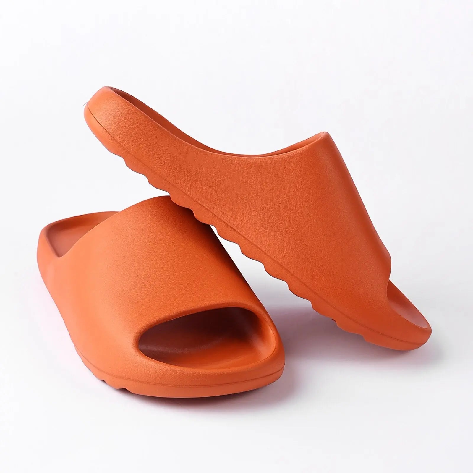 Platform Pillow Slides for Women - Orange Chunky Shower Slippers Silver Juneberry