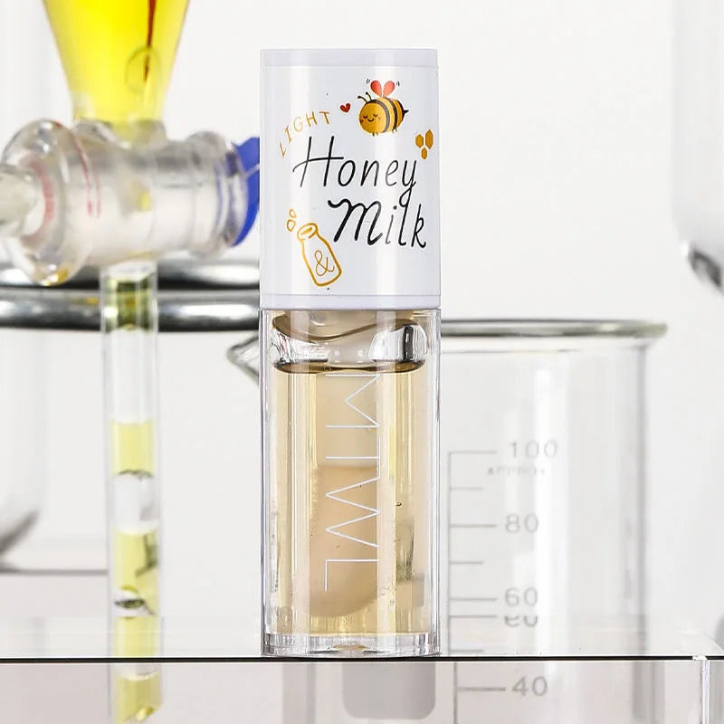 Peach Milk Honey Lip Oil Relieves Dry Moisturizing Lip Gloss Fades Lip Lines Water Light Lips Big Brush Head Cute DENESY Cosmetics Store