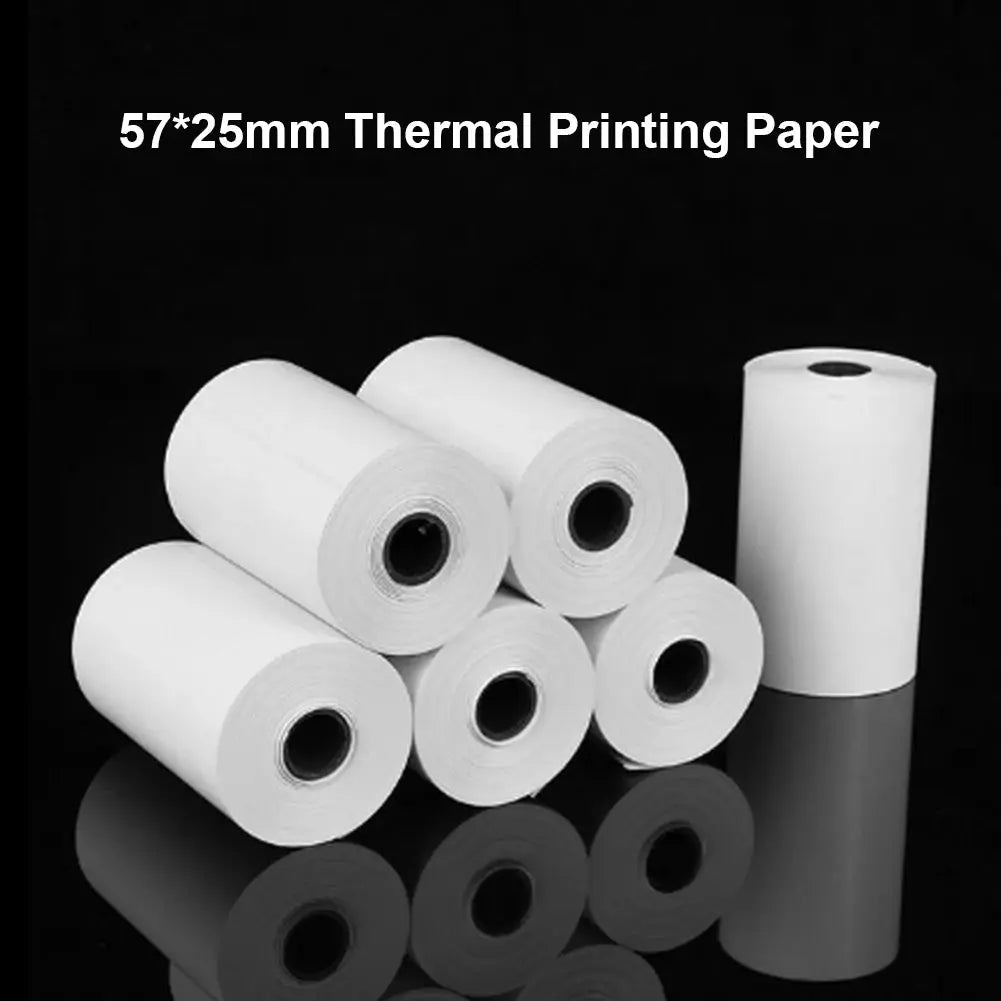 Wirelessly BT 200dpi Mini Thermal Printer with 6 Rolls Paper Label Maroon Asteria