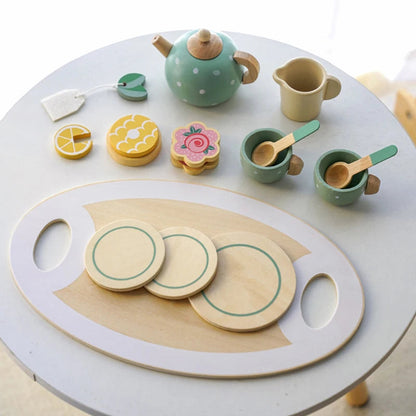 Wooden Afternoon Tea Set Toy Pretend Play Food Learning Role Play Game Early Educational Toys for Toddlers Girls Boys Kids Gifts Stone's Store