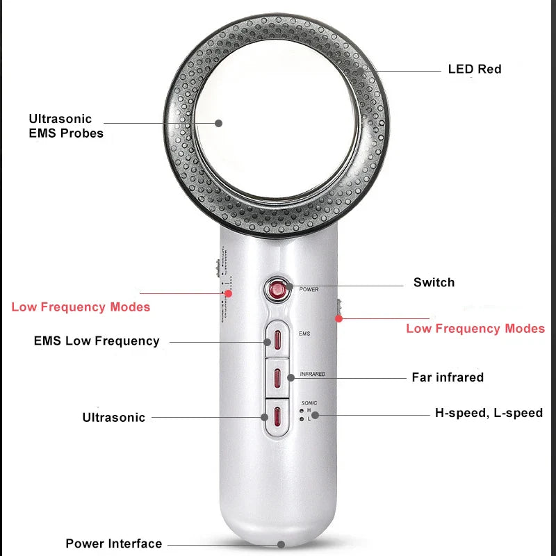 3 In 1 EMS Ultrasonic Cavitation Weight Lose Facial Lifting Body Slimming Massager Galvanic Infrared Lipo Fat Burner Machine Hmeily Official Store