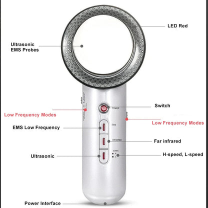 3 In 1 EMS Ultrasonic Cavitation Weight Lose Facial Lifting Body Slimming Massager Galvanic Infrared Lipo Fat Burner Machine Hmeily Official Store