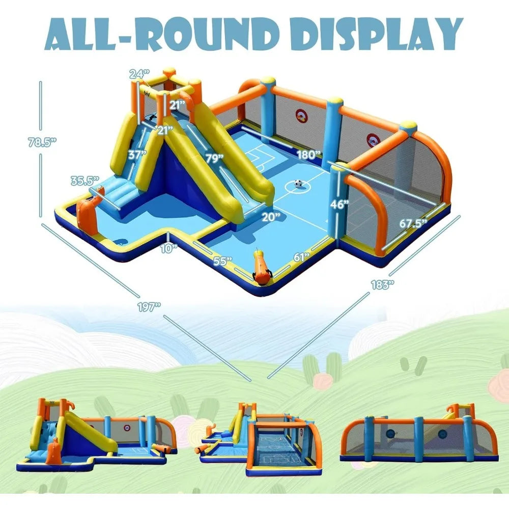 Inflatable Water Slide, Mega Water Soccer Waterslide Park GAINOOM LIFE Store