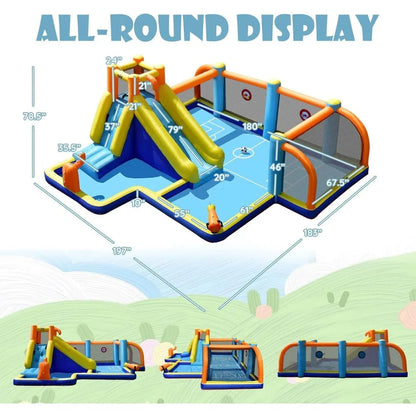 Inflatable Water Slide, Mega Water Soccer Waterslide Park GAINOOM LIFE Store