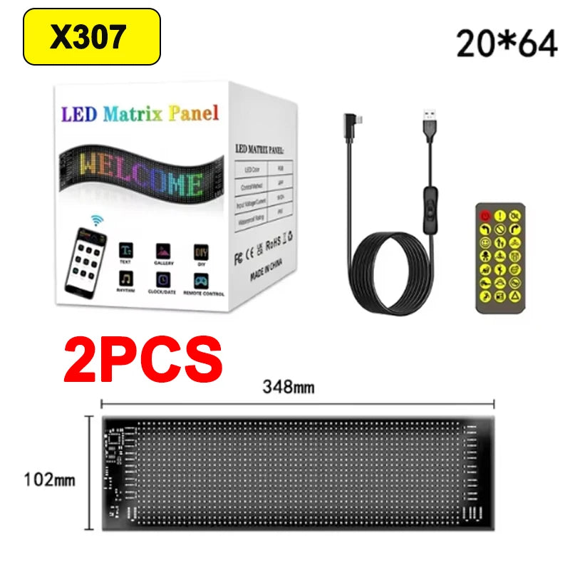 Dynamic Devil's Eye Truck Windshield Scrolling Advertising LED Car Sign RGB DIY App Control LED Panel Flexible Display Light