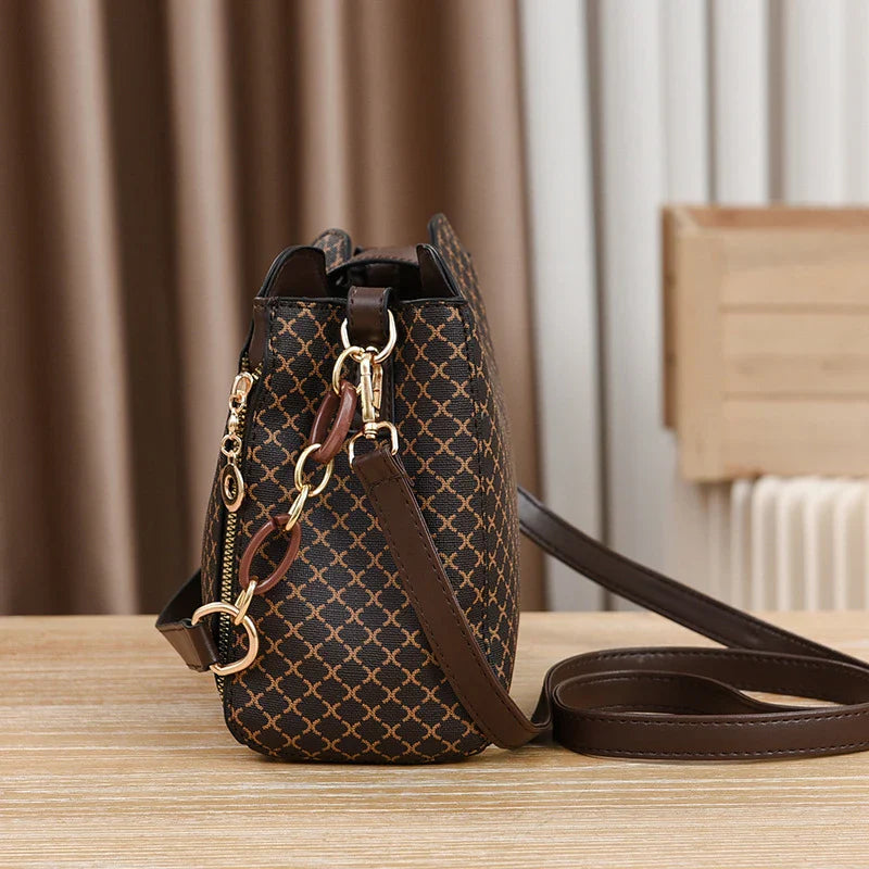 New Women Handbag Bag Luxury Design Bucket Shoulder Crossbody Bag Flip Check Print Large Capacity Single Shoulder Straddle Bag Yogodlns Outlet Store
