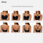 Full Support Non-Slip Convertible Bandeau Bra Women Low Back Anti-Slip Strapless Bra Longline Multi-Way Push Up Bra Underwear