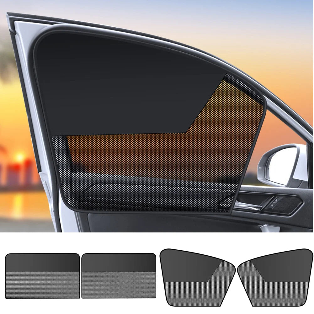 Parasoles magnéticos universales para ventanas de coche, cortinas de doble capa para privacidad en el coche, parasol protector de verano para camping, siestas y dormir.
