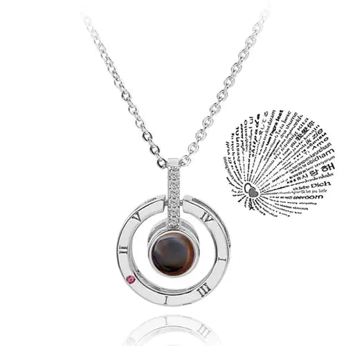 Collar de Proyección 100 Idiomas Te Amo Colgante Collares Para