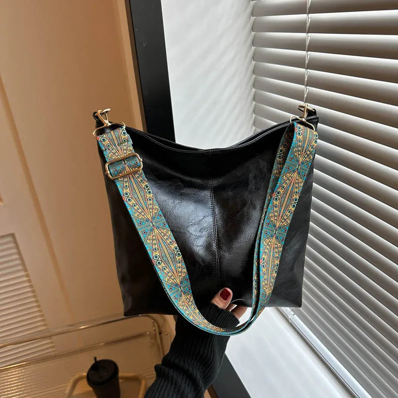 Classic Soft PU Leather Handbag Women Single Shoulder Crossbody Bags For Woman Large Capacity Bucket Bag Fashionable Women's Bag