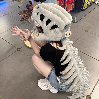 Hot Sale Wearable Dinosaur Skeleton Plush Toys Soft Stuffed Big Size Lifelike Skull Spine Model Toys Super Cool Kids Decor