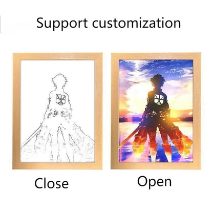 Attack On Titan Anime Figure Customized Night Light Painting Decor