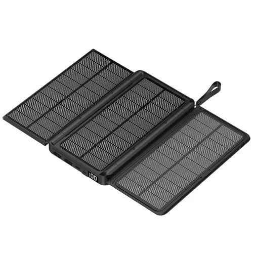 20000mAh Folding Solar Power Bank with 3 Solar Panel Qi Wireless