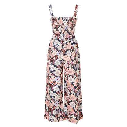 Bloom & Move: Floral Sleeveless Jumpsuit with Pockets