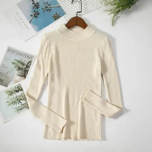 Women Turtleneck Sweater Knitted Soft Pullovers cashmere Jumpers Basic