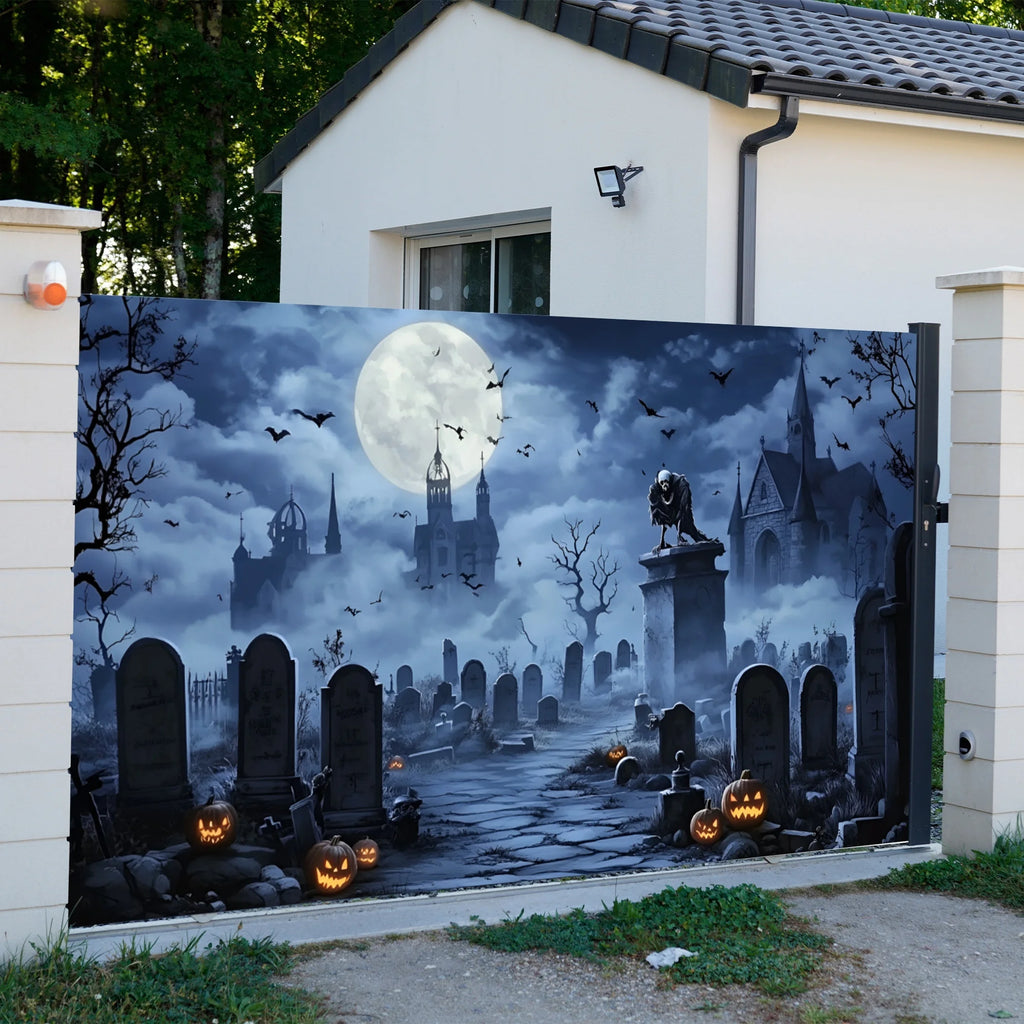 Vinilo Decorativo para Puerta de Garaje de Halloween – ¡Transformación Instantánea en Casa Encantada!